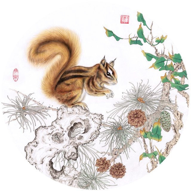 卢芳工笔画松鼠