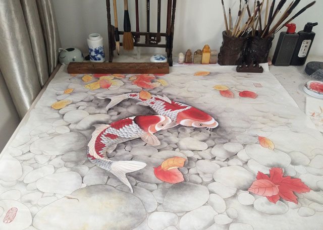 女画家卢芳工笔画